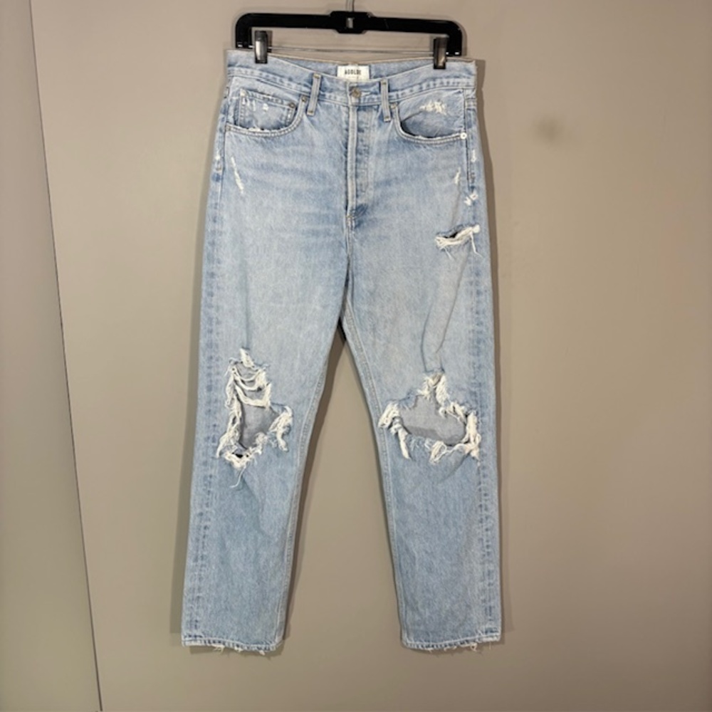 AGOLDE 90s Jeans Womens 27 Blue Light Wash Distressed Relaxed Straight Denim
